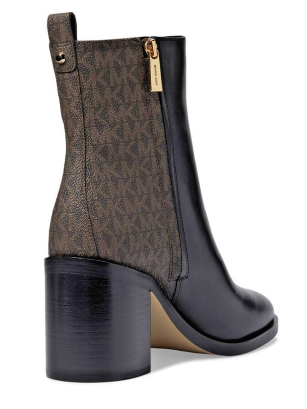 Michael Kors Regan Women's Bootie Black/Brown Zip Signature Logo 9 M NEW in Box